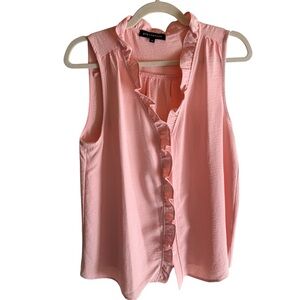 GibsonLook Pink Sleeveless Ruffle Blouse in Size M